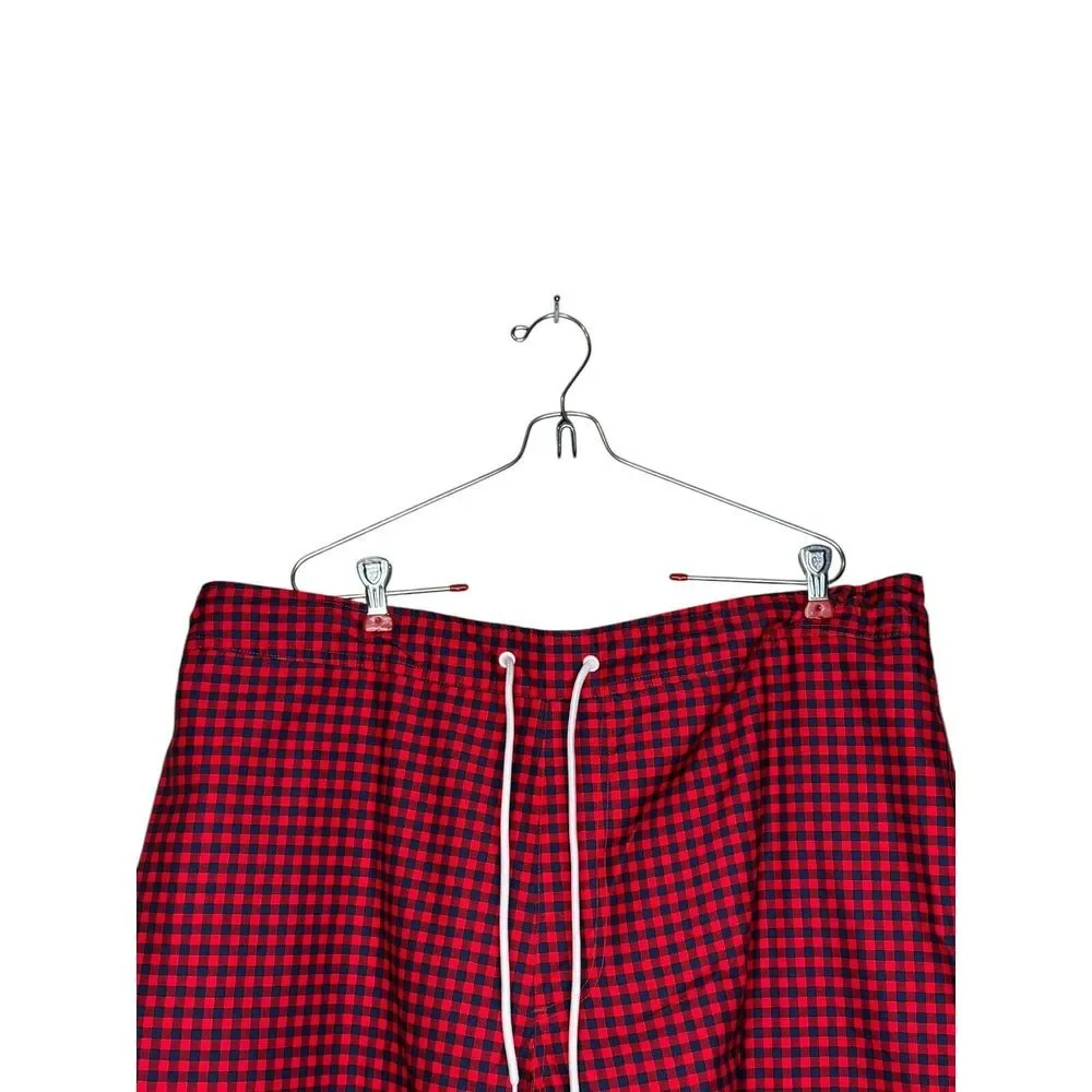 St. John's Bay Men Shorts Checkered Elastic Waist Drawstring‎ Gingham Red XL NWT